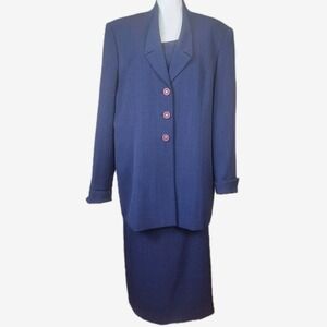 Carissimo 3pc Jacket + Tank + Skirt Suit Womens 18 Navy Blue Career Officecore